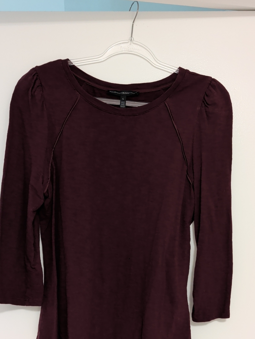 White House Black Market Plum Long Sleeve Crewneck Top